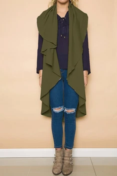 

2019 Autumn Cardigan Coat Women Lapel Irregular Vest Sleeveless Coat Windbreaker Vests Long Outwear