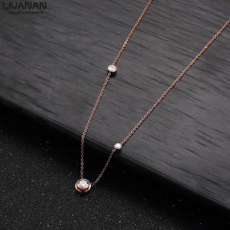 

CZ Crystal Chokers Necklace for Women Female Lady Stainless Steel Cubic Zirconia Chain & Link Necklaces Jewelry 41+6cm