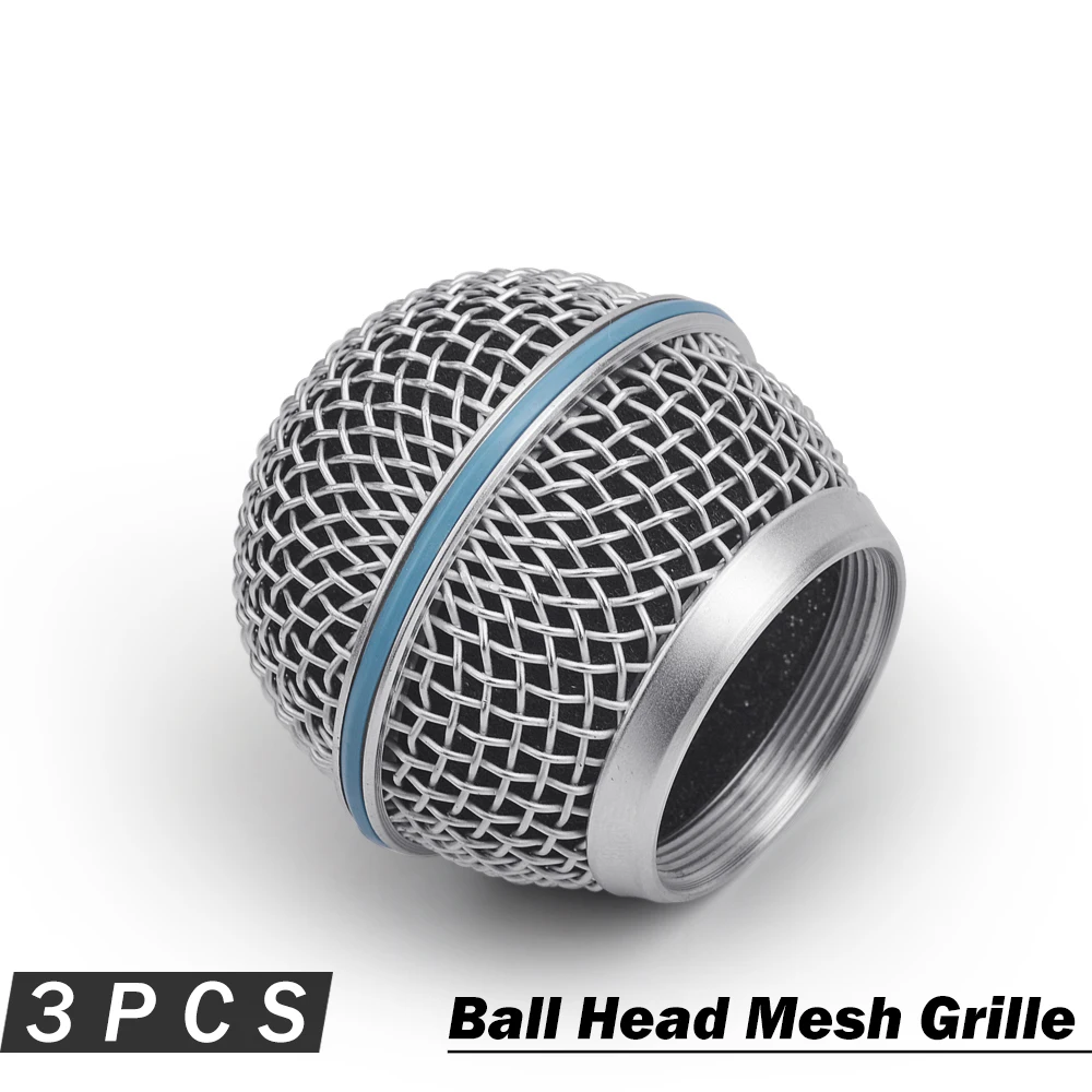 

3 Piece Top Quality Replacement Ball Head Mesh Microphone Grille for Shure BETA58 BETA58A SM58 SM58S SM58LC Accessories