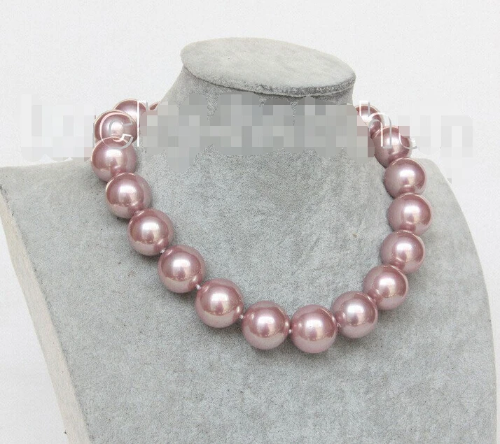 

17" 20mm round purple lavender south sea shell pearls necklace j10619 ^^^@^Noble style Natural Fine jewe FREE SHIPPING