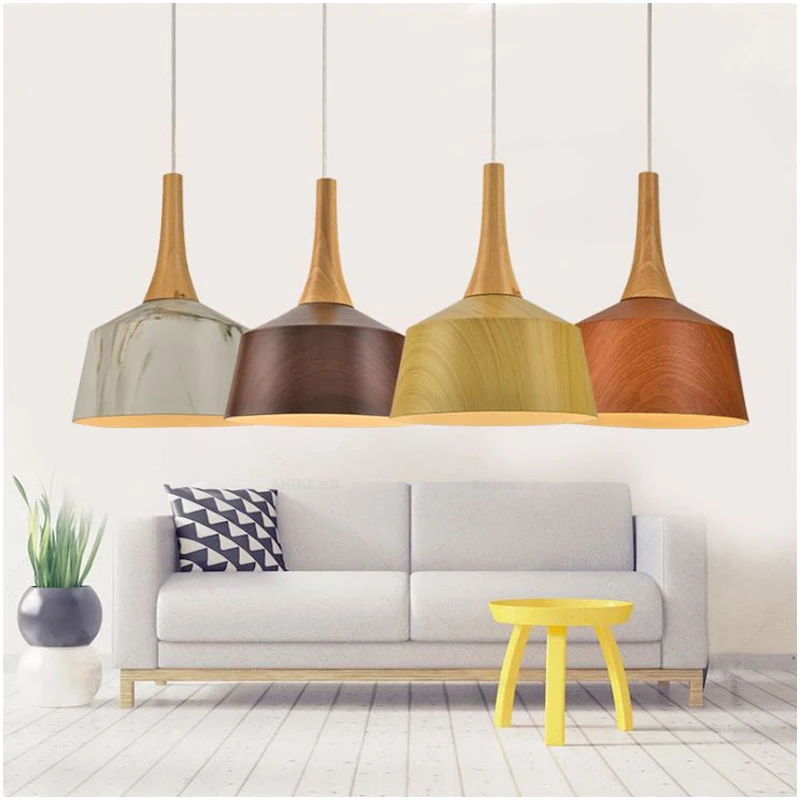 Nordic Wood Pendant Lights E27 Aluminum Pendant Lightsin Pendant