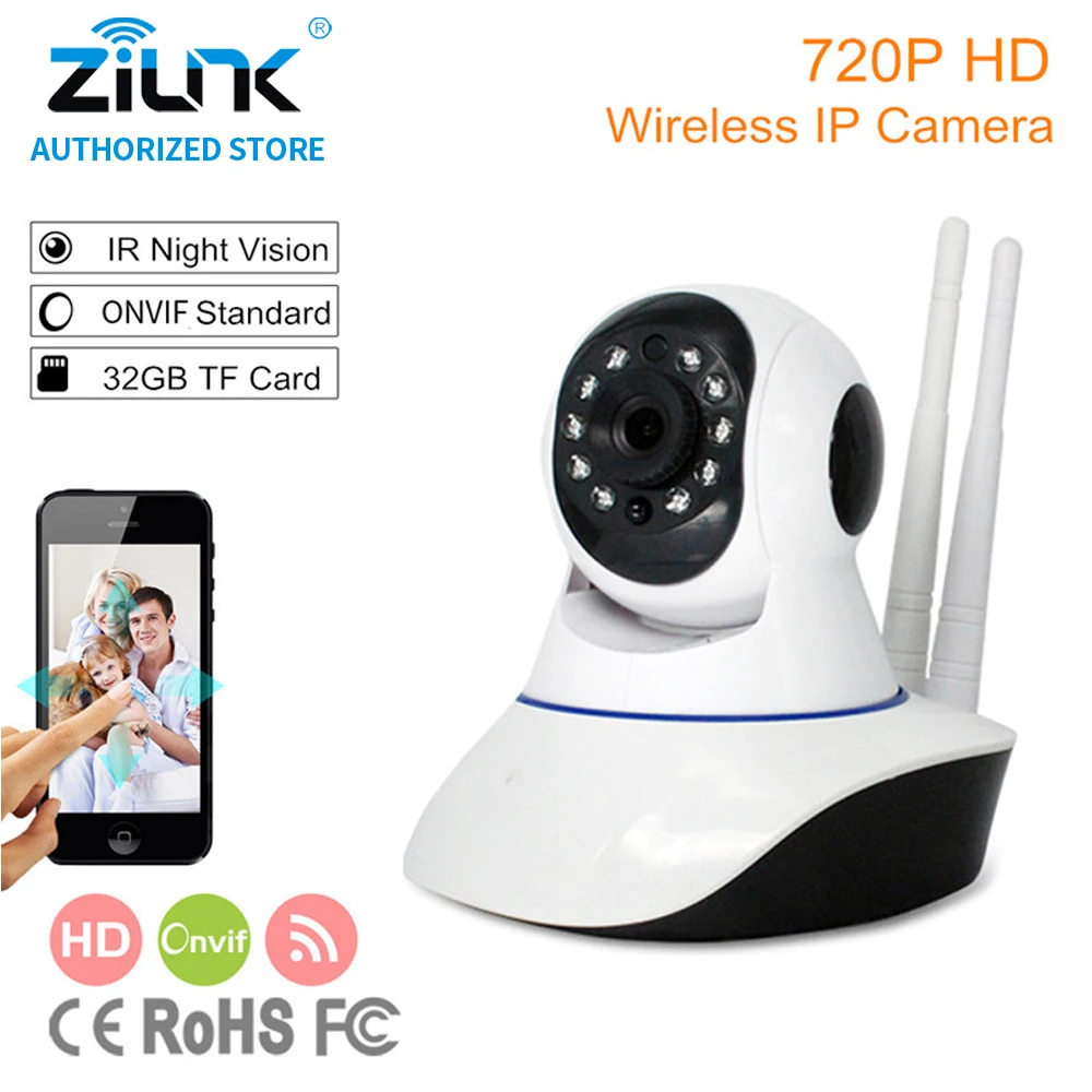 ZILNK 720P Wireless IP Camera WiFi Smart Home Security HD 2 way audio Night Vision Baby Monitor Support TF Card Onvif White 1 3mp hd 960p wireless wifi ip camera ir night vision onvif p2p security camera audio recording ip wifi camera support tf card