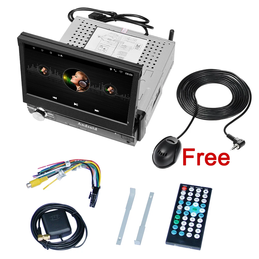 Стерео gps navi 1din Android 6 0 4 ядра дюймов 7 HD сенсорный экран wi fi Автомобильный плеер