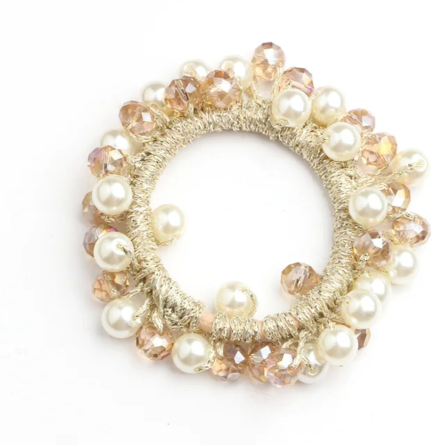 Korean style pearl beaded hair ties Scrunchies Elastic hairband Ponytail Holders women  Hair Rope Rubber gum Hair Accessories 5