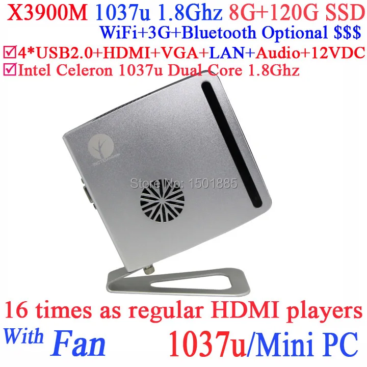 New consumer electronic computer from china with Intel Celeron 1037U dual core 1.8GHZ new mini pc 8G RAM 120G SSD