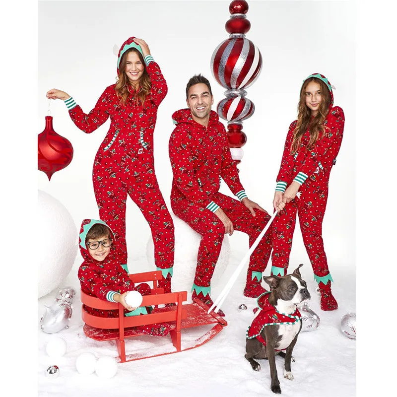 Черная пятница, одинаковые рождественские пижамы для всей семьи, пижама эльфа для женщин и детей, одежда для сна - Цвет: Красный
