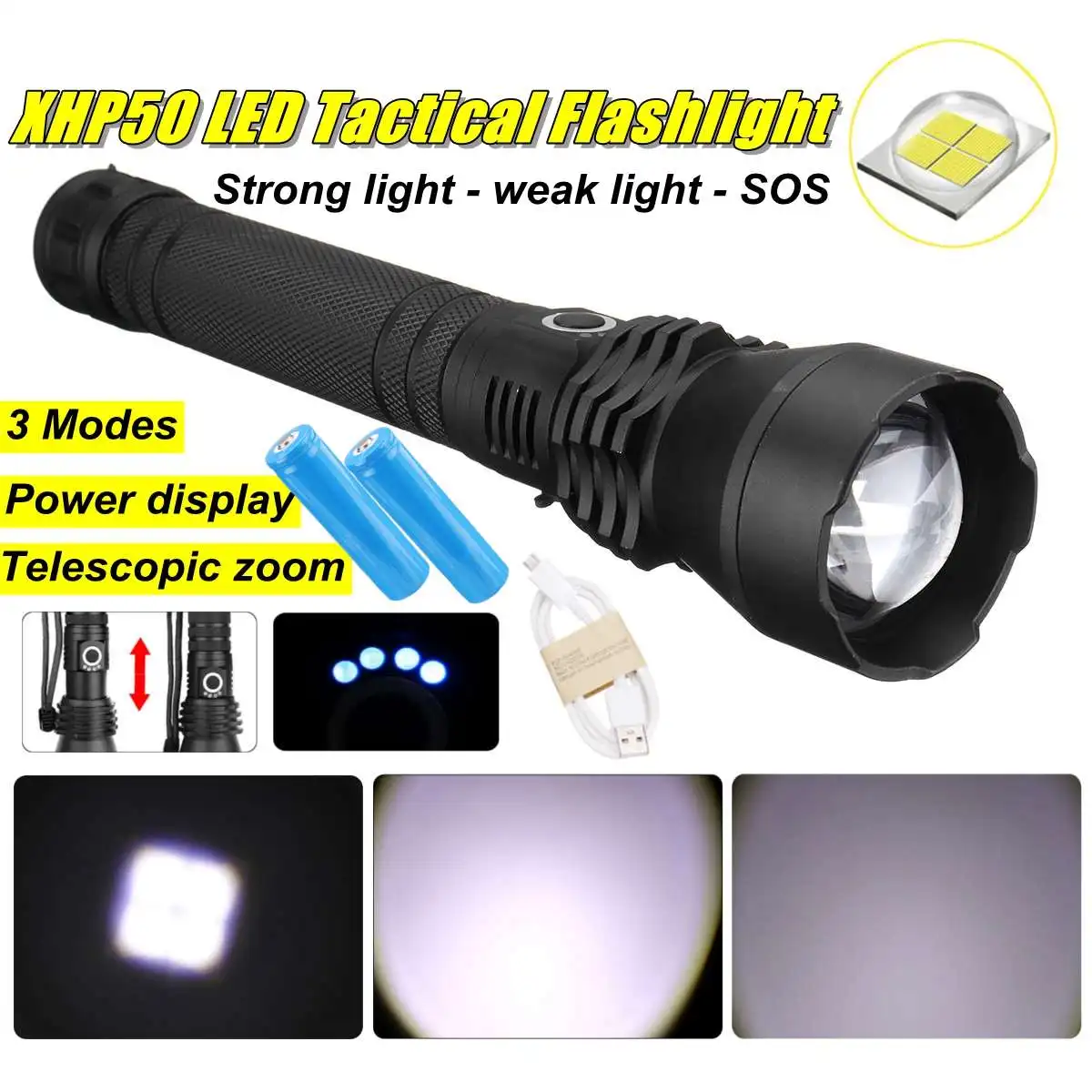 

Smuxi 40000lm Portable Work Lamp XHP50 COB LED flashlight Magnetic zoomable Worklight 3 modes Rechargeable waterproof