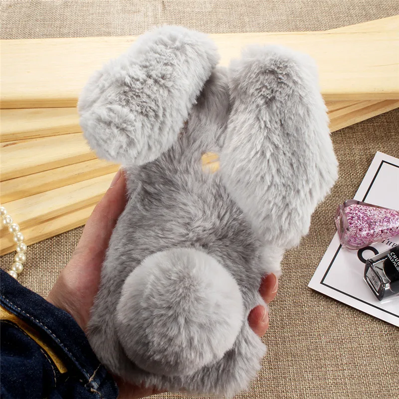 

Cute Rabbit Fur Warm Plush Case For Xiaomi Mi 6 6X A2 5X A1 Cover Redmi Note 5 6 7 Pro Note 5A Prime Diamond Cover Luxury Cases