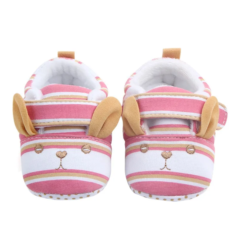 Для маленьких мальчиков девочек зимняя обувь сладкий мультфильм в полоску детские противоскользящие Мягкая обувь для 0-9 м