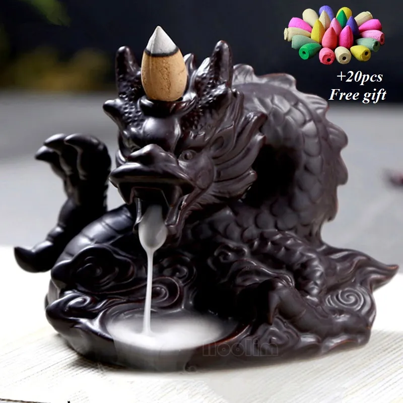 

Traditional Chinese Dragon Incense Holder Porcelain Backflow Incense Burner Smoke View Cool Incense Burners