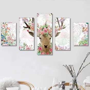

5pc 5D DIY Full Drill Round Diamond Painting Elk Multi-picture Combination Embroidery Mosaic Home Decor New Arrival
