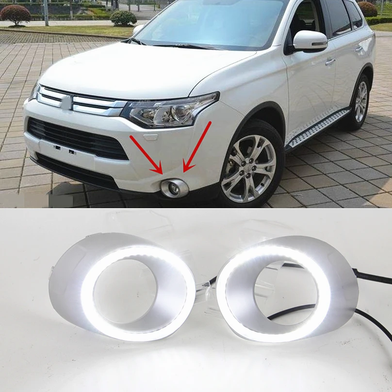 

Car Flashing for Mitsubishi Outlander 2013 2015 LED DRL Daytime driving Running Lights Daylight Waterproof Fog Head Lamp white