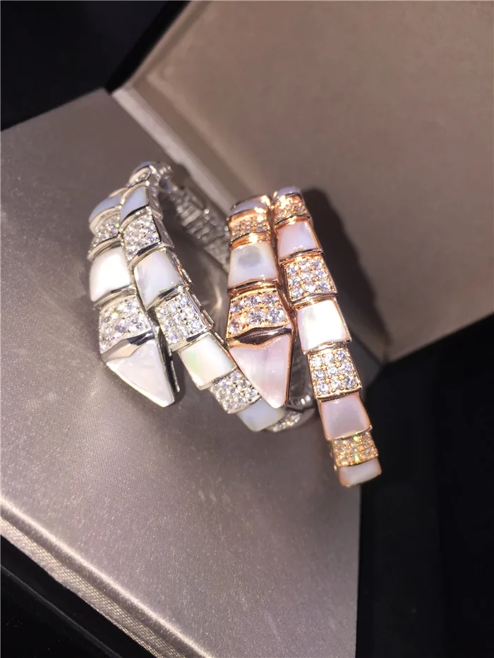 

925 sterling silver pulseras zircon mother shell pearl stone ainmal bangle bracelets trendy jewelry for women