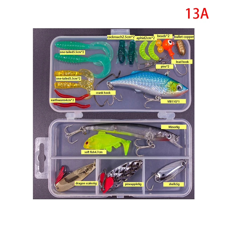 

2019 New Fishing Lures Set Minnow Pilers Spoon Hooks Fish Lure Kit In Box Isca Artificial Bait Fishing Gear