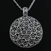 New Fashion Flower Covered Disc Pendants Round Cross Chain Short Long Mens Womens Silver Color  Necklace Jewelry Gift ► Photo 1/3