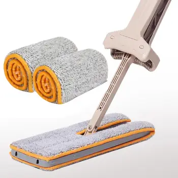

New Qualified 2 PCS Double Sided Non Hand Washing Mop Accessories Dust Push Mop Cloth Home Clean Tools D1020