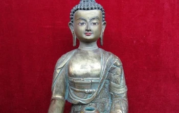 

Tibet Pure Bronze Copper Gilt Gild Sakyamuni Bhaisajyaguru Buddha Statue