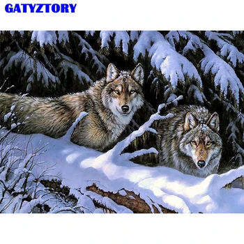 

Frameless Snow Wolf DIY Painting By Numbers Acrylic Paint On Canvas Hand Painted Modern Unique Gift For Home Wall Decor 40x50cm