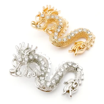 

12Pcs/Lot Unisex Rhinestone Dragon Brooches Men's Suit Pin Zinc Alloy Animal Corsage Brooch Pin Women's Jewelry