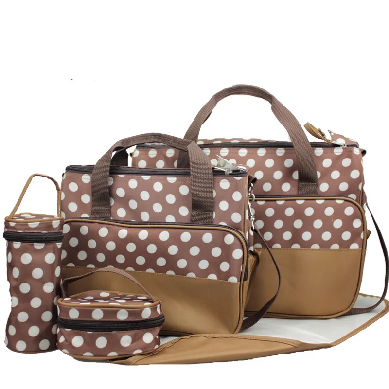 www.bagssaleusa.com : Buy 5 Pieces Baby Diaper Bag Set Designer Tote Cute Nursing Bag Dot Large ...