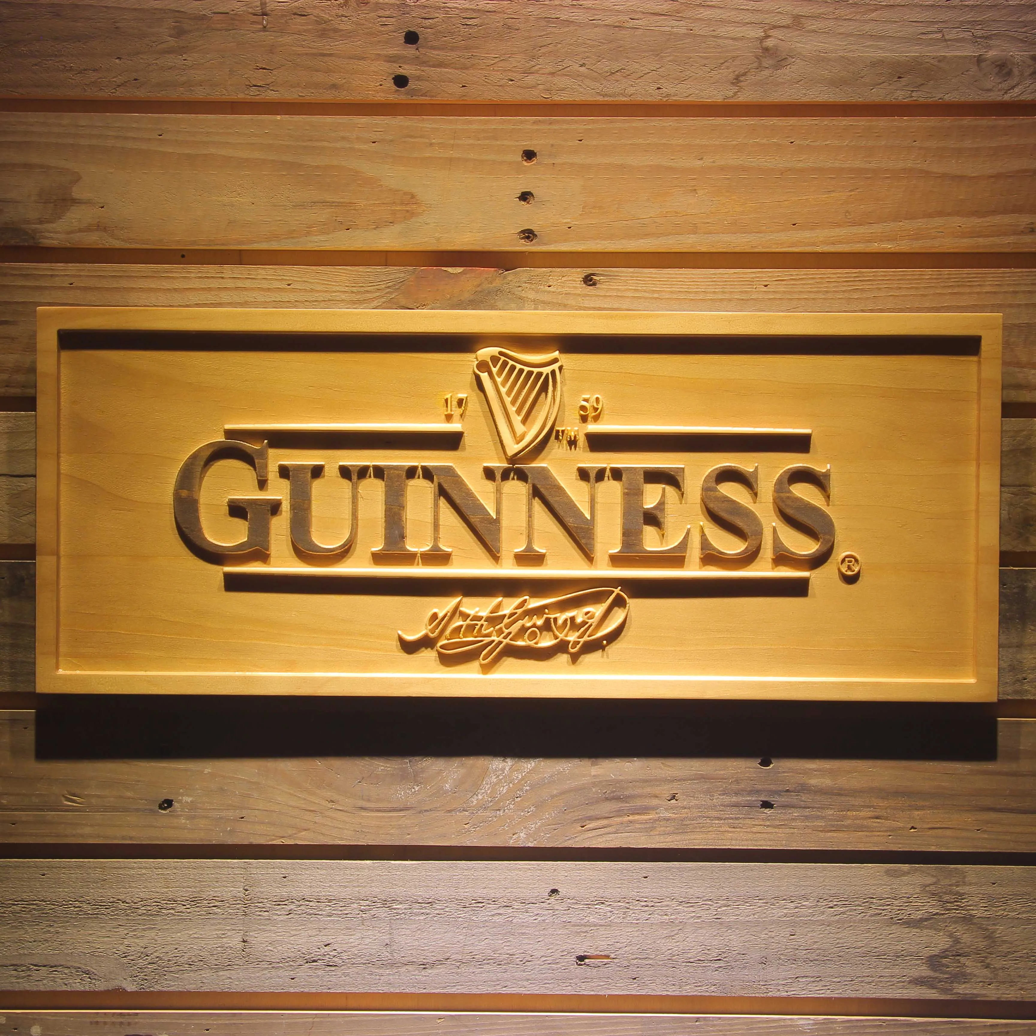 GUINNESS неоновая вывеска 3D деревянный знак