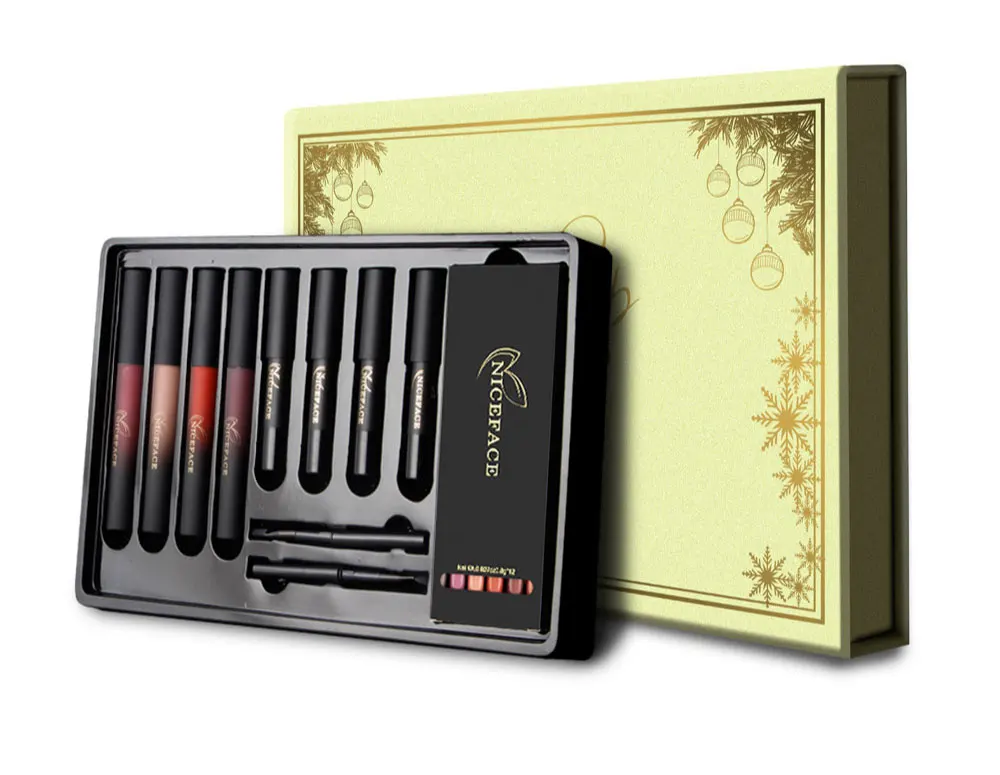 NICEFACE Matte Lipstick Set Sexy Red 22 Pcs Liquid Lipgloss Waterproof Lip Stick Kit Matte Long Lasting Brand Make Up (9)