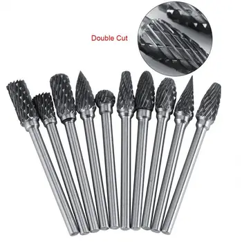 

10pcs 1/8"Rotary Point Burrs 6mm Carbide Drill Bit Milling CNC Engraving Cutter Head Tungsten Carbide Tool Rotary Burr Set