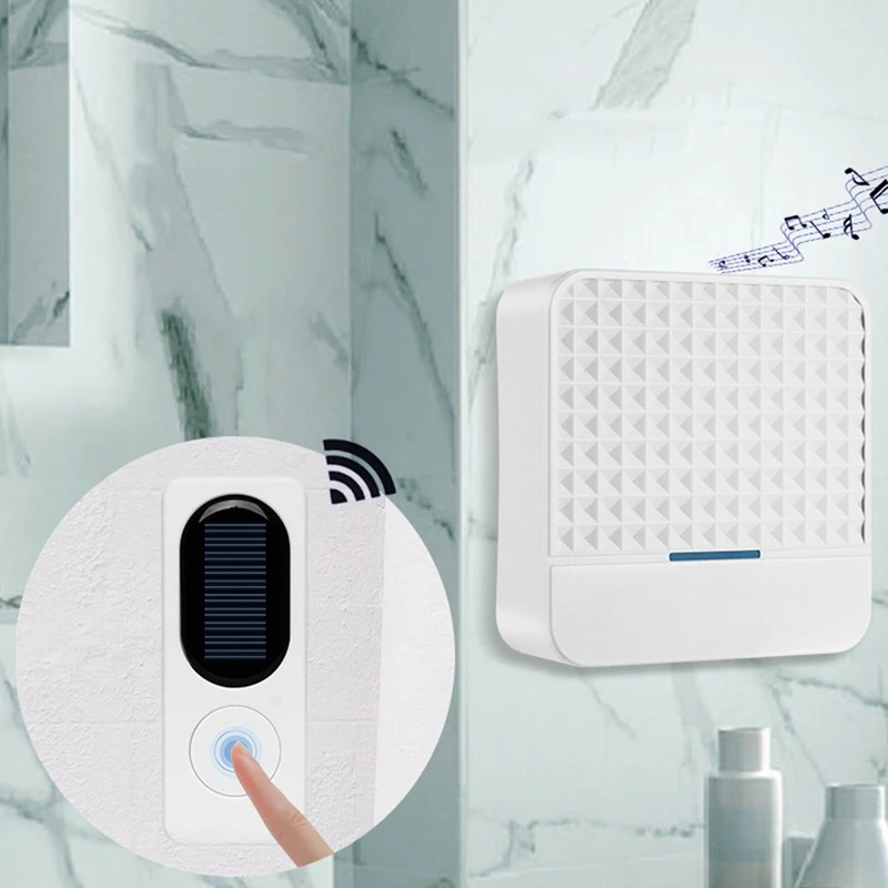 

Waterproof Solar Powered Wireless Doorbell Alert System 300M Range 52 Chimes Electric Doorbell With Led Light US Plug