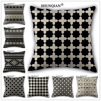 

WJY424 Modern minimalist black and white pillowcases Custom Throw Pillow Case 45x45cm Printed Covers Bed Home