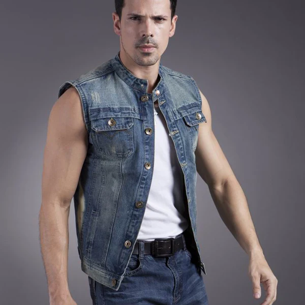 prieel generatie psychologie New Man Denim Waistcoat Weskit Men Jeans Gilet Vest 04-299 - Vests -  AliExpress