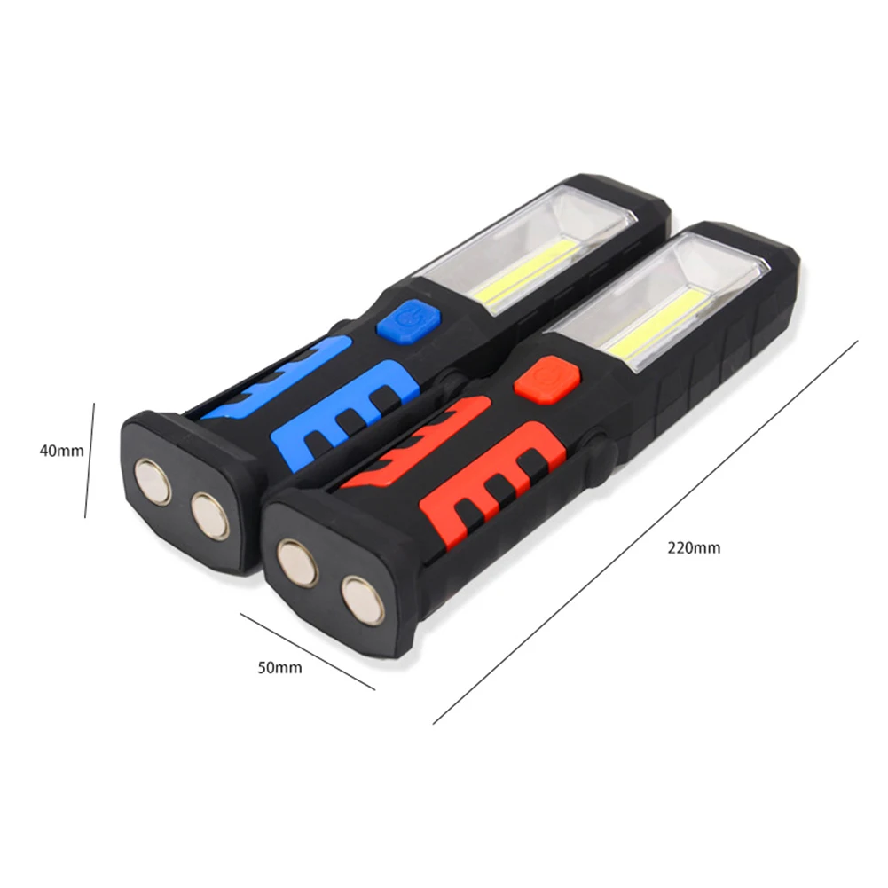 Портативный ремонт автомобилей светодио дный свет работы USB Перезаряжаемые COB + светодио дный свет работы Магнит фонарик с складной факел