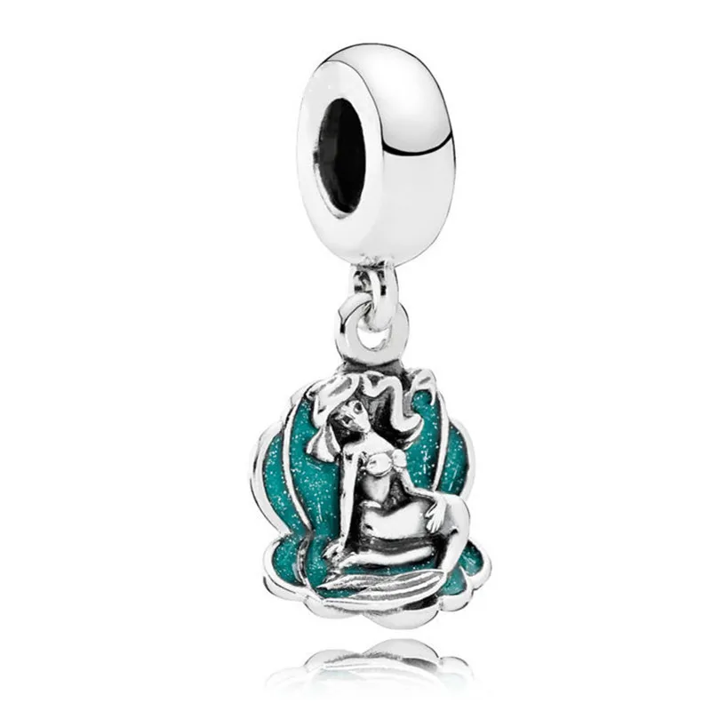 

925 Sterling Silver Pendant Bead Ariel In Her Shell Hanging Charm Fit Original Pandora Bracelets Bangles Women DIY Jewelry Gift