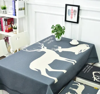 

Nordic Fresh White Blue Deer Thick Cotton Linen Rectangle Tablecloth Home Dining Tablecloth TV Cabinet Coffee Table Cloth LF100