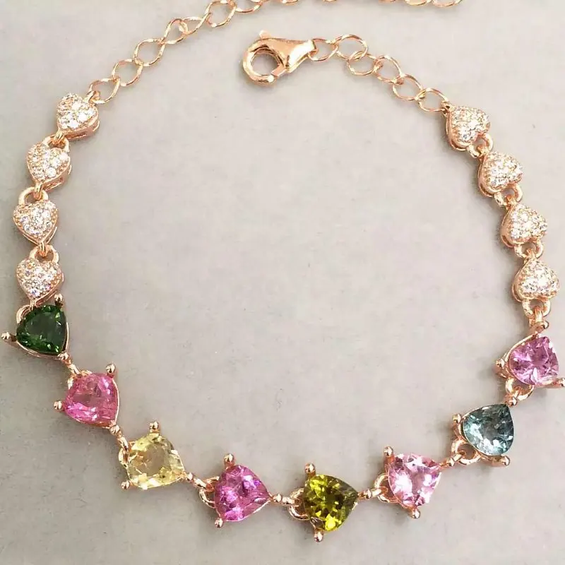

2017 New Qi Xuan_natural Tourmalin Stones Luxury Bracelets_s925 Solid Fashion Tourmaline Bracelets_manufacturer Directly Sales