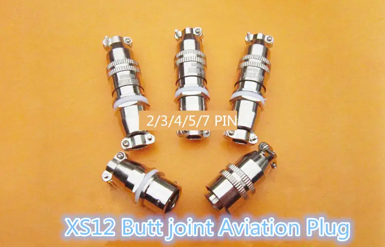 

1PCS AP042 XS12 2/3/4/5/7Pin 12mm Male & Female butt joint Connector Aviation Plug M12 Silver plated Copper Pin