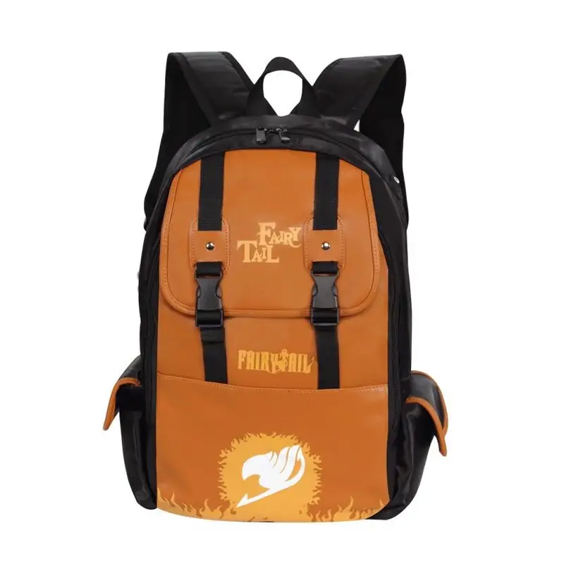 

Anime fairy tail backpack pu leather unisex zipper large capacity School student bookbag daily backpack