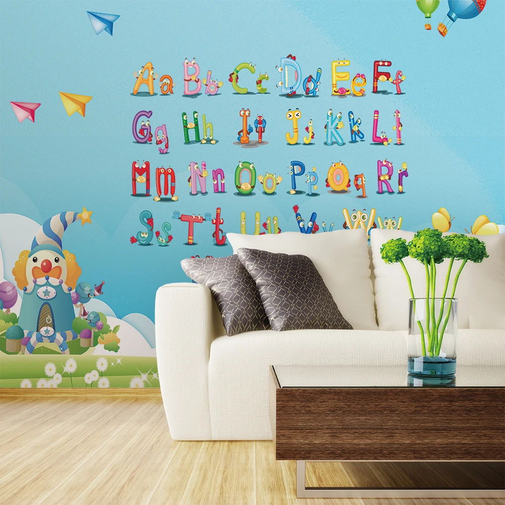 Custom 3d wallpaper Cartoon English alphabet wall stickers children's room kindergarten classroom wall - silk waterproof materia Custom 3d wallpaper Cartoon English alphabet wall stickers children's room kindergarten classroom wall - silk waterproof materia