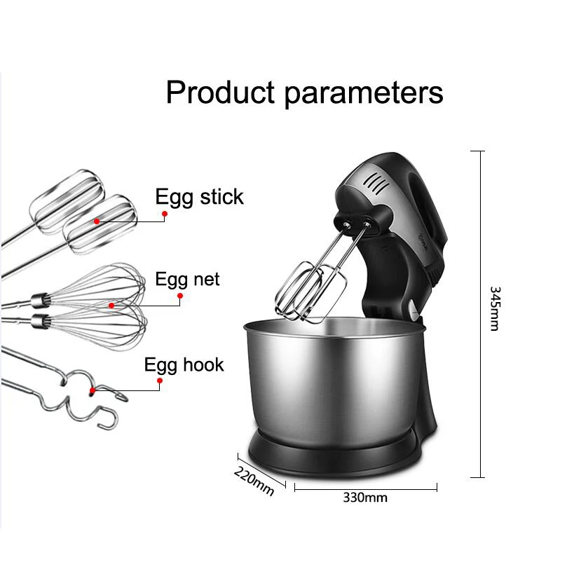 Электрический венчик для сбивания яиц выпечки Настольный ручной с ведром крем машина мешать лапши