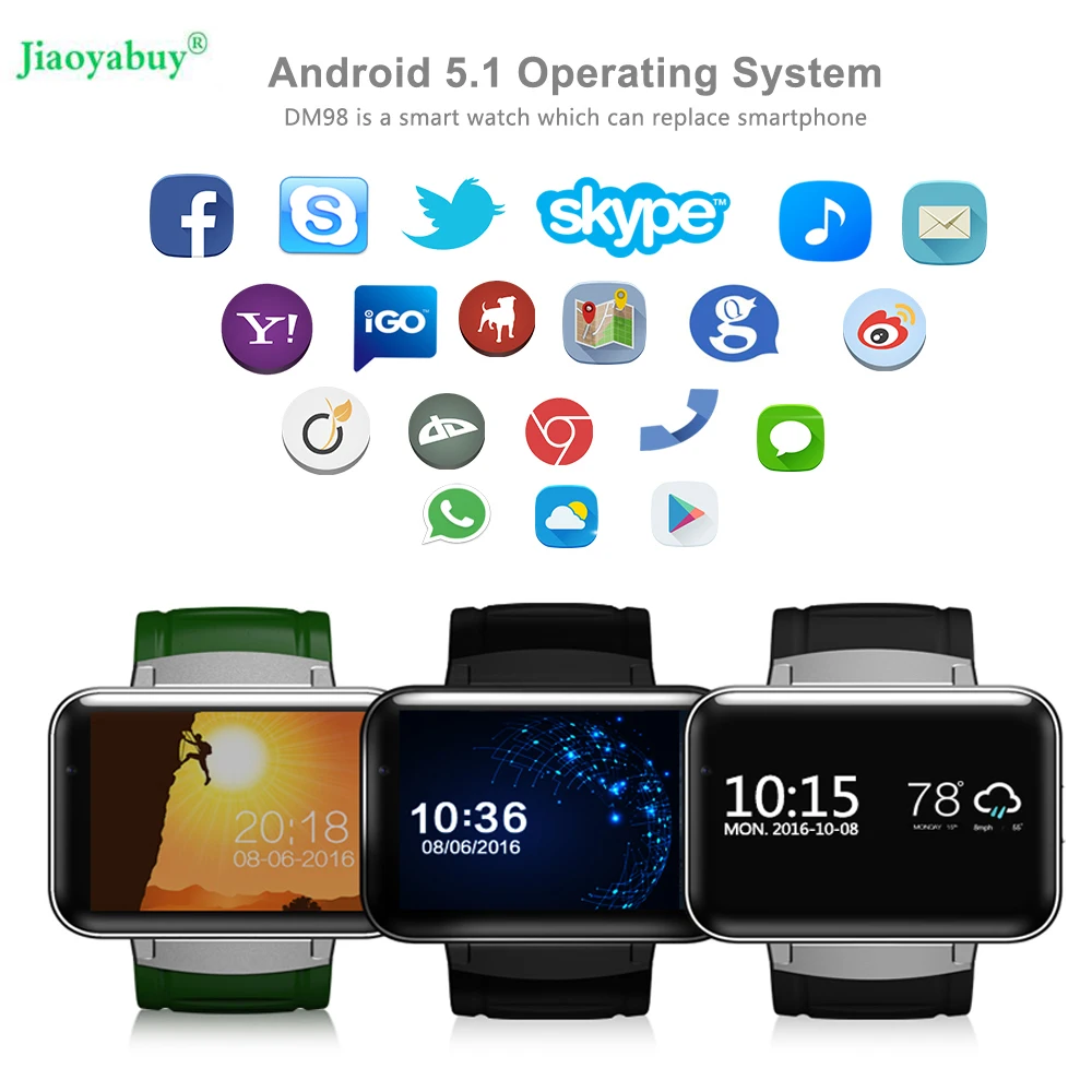

DM98 GPS Smart Watch Android Support Wifi SIM Card Pedometer Sports Tracker Smartwatch Bluetooth Wristwatch App download