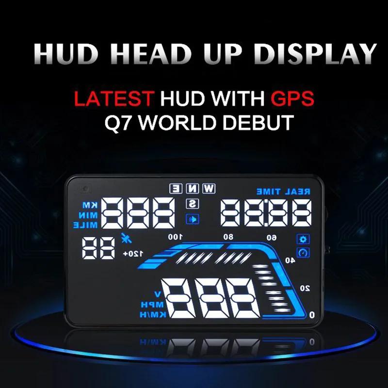 

Q7 5.5" Auto Car HUD GPS Head Up Display Speedometers Overspeed Warning Dashboard Windshield Projector