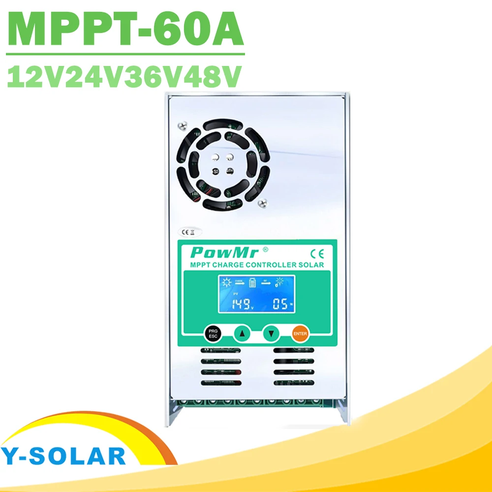Контроллер заряда солнечной батареи PowMr MPPT 60A с ЖК дисплеем 12 В 24 36 48 В|Солнечные