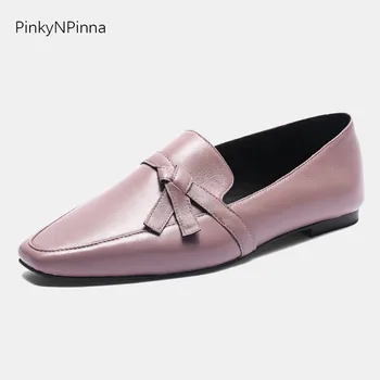 

2019 women genuine leather loafers super soft comfortable flat pigskin insole breathable chic ladies casual shoes plus size 44