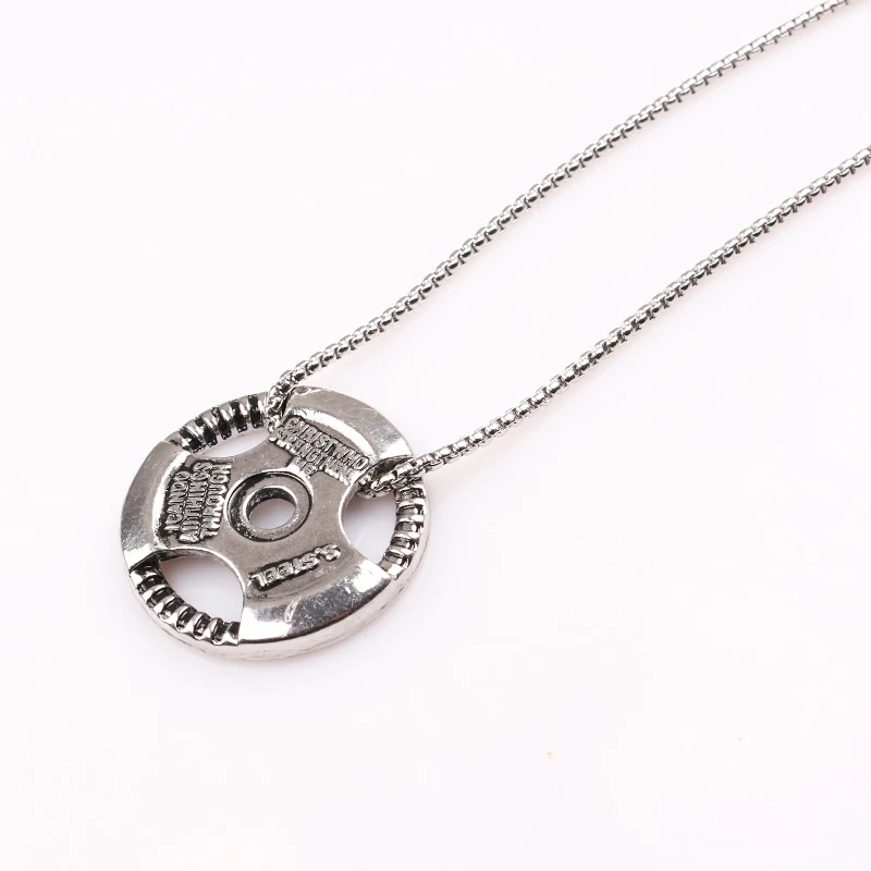 

Fashion Sports Necklace Jewelry Weight Plate Barbell Dumbbell Weightlifting Bodybuilding Fitness Crossfit Gym Exercise Necklaces