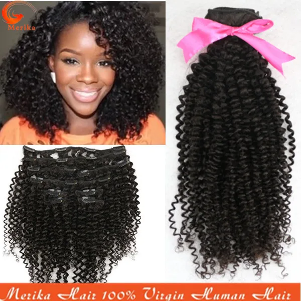 African American Clip In Human Hair Extensions 100g/Set ...