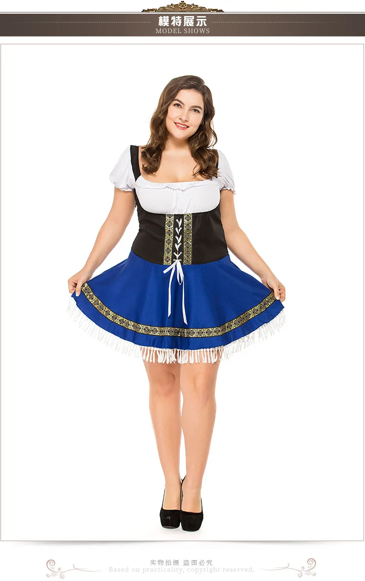 Plus size 6XL oktoberfest beer Costume Fancy Dress Up Beer Girl Maid