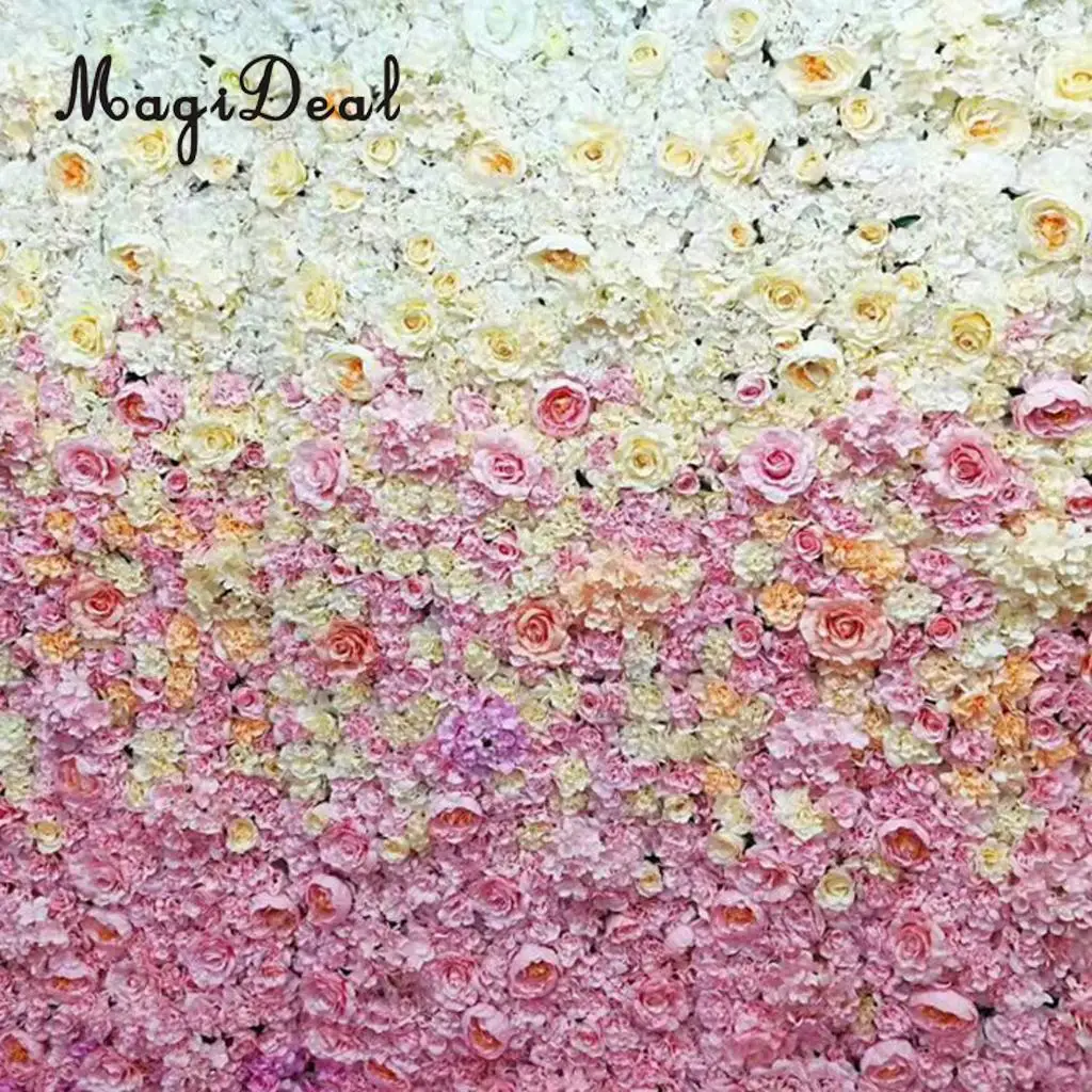 Artificial Flower Roses Wall Panel Wedding Stage Backdrop Home Shop Window Decorative Forals 7 Colors Pick