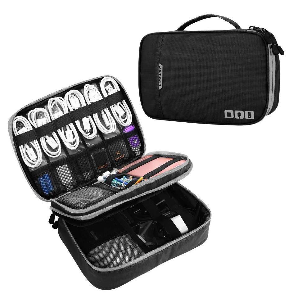  Double Layer Electronic Accessories Thicken Cable Organizer Bag Portable Case for Hard Drives Cable - 32989440543