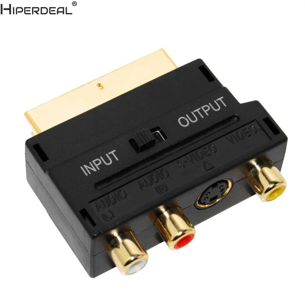 HIPERDEAL SCART адаптер AV блок к 3 Phono композитный или S-Video с In/Out переключатель золото Oct30 HWHW