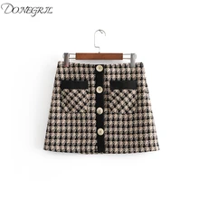 Весна и лето в европейском и американском стиле женская новая Пряжка саржа мягкая мини-юбка