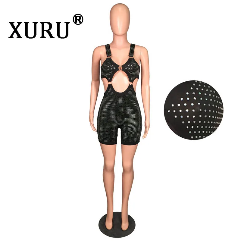 XURU новые летние для женщин горячей бурения комбинезон модное пикантное платье комбинезон на бретелях хаки черный